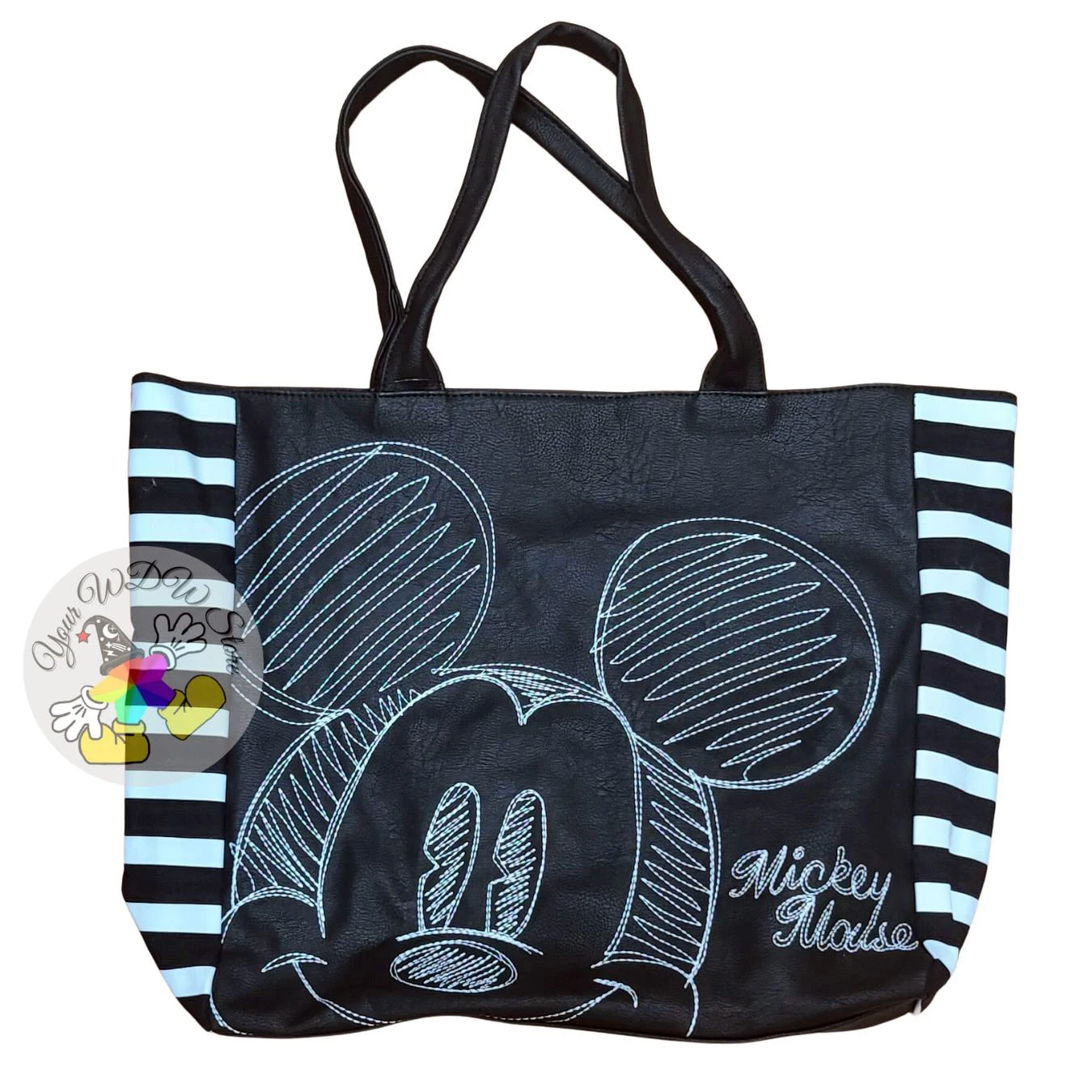 Disney Boutique Tote - Mickey Mouse - Black And White Embroidered 3 Disney Boutique Tote - Mickey Mouse - Black And White Embroidered