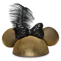 Disney Ear Hat - Minnie Mouse Golden With Sequined Bow & Feather