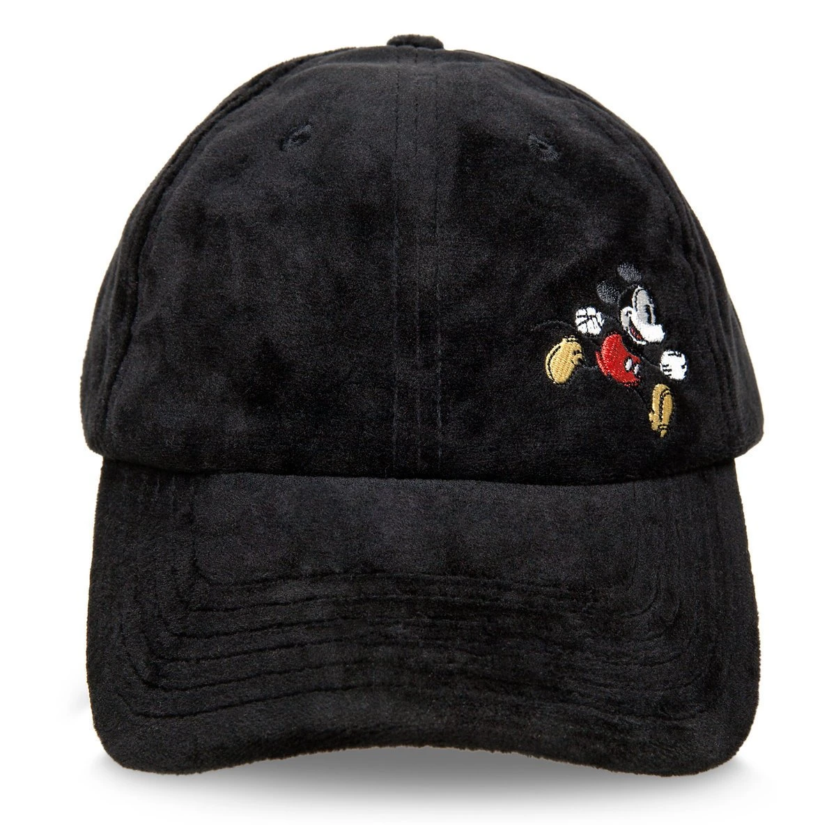 Disney Baseball Cap - Running Mickey On Soft Velour - Black 3 Disney Baseball Cap - Running Mickey On Soft Velour - Black
