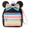 Disney Parks Loungefly Wristlet Bag - Minnie Mouse Sequined Pastel Rainbow -Disney 80743 1