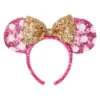 Disney Sequined Ear Headband - Minnie Mouse Polka Dot - Hot Pink And Gold -Disney 88417
